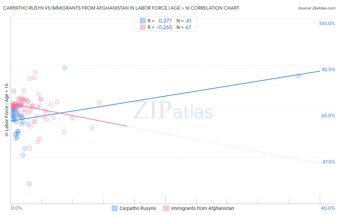 Carpatho Rusyn vs Immigrants from Afghanistan In Labor Force | Age > 16
