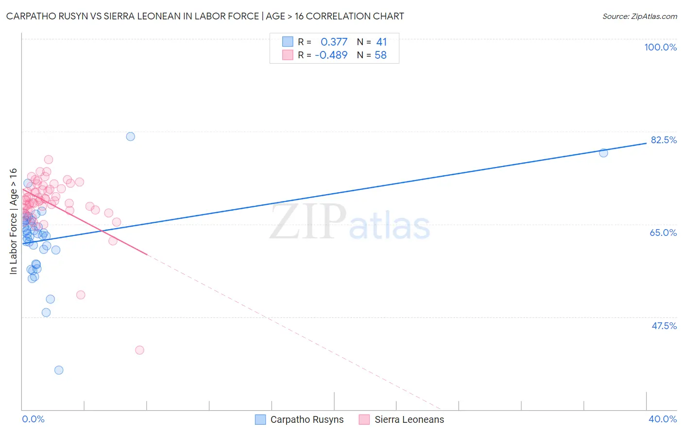 Carpatho Rusyn vs Sierra Leonean In Labor Force | Age > 16