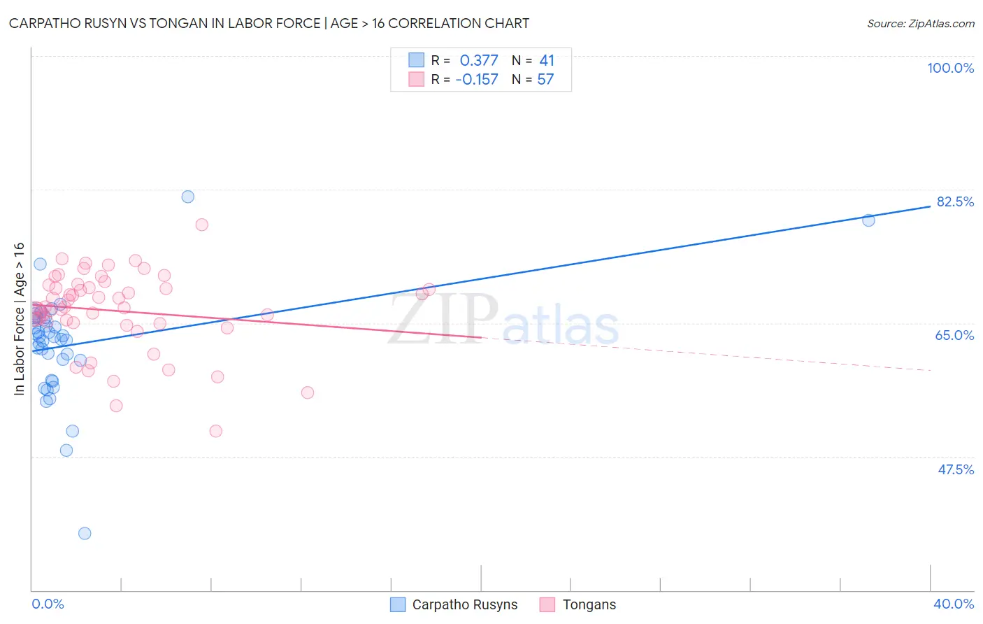Carpatho Rusyn vs Tongan In Labor Force | Age > 16
