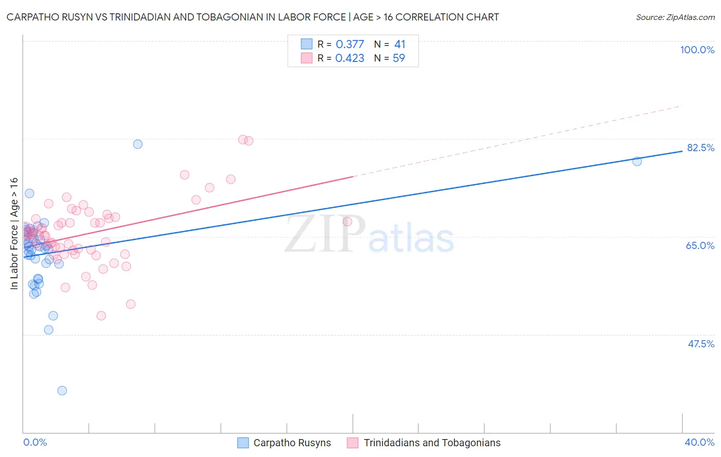 Carpatho Rusyn vs Trinidadian and Tobagonian In Labor Force | Age > 16