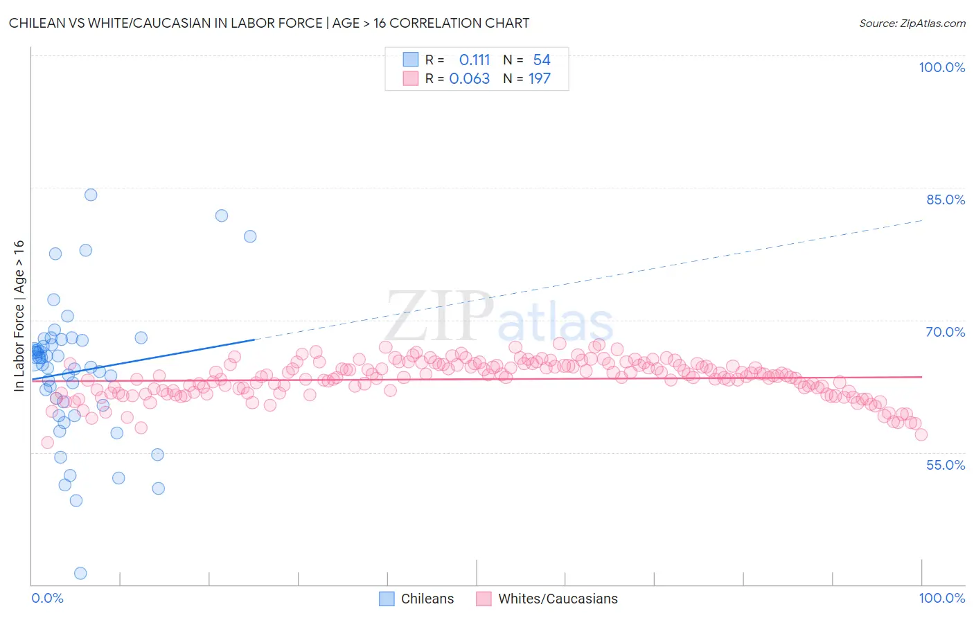 Chilean vs White/Caucasian In Labor Force | Age > 16