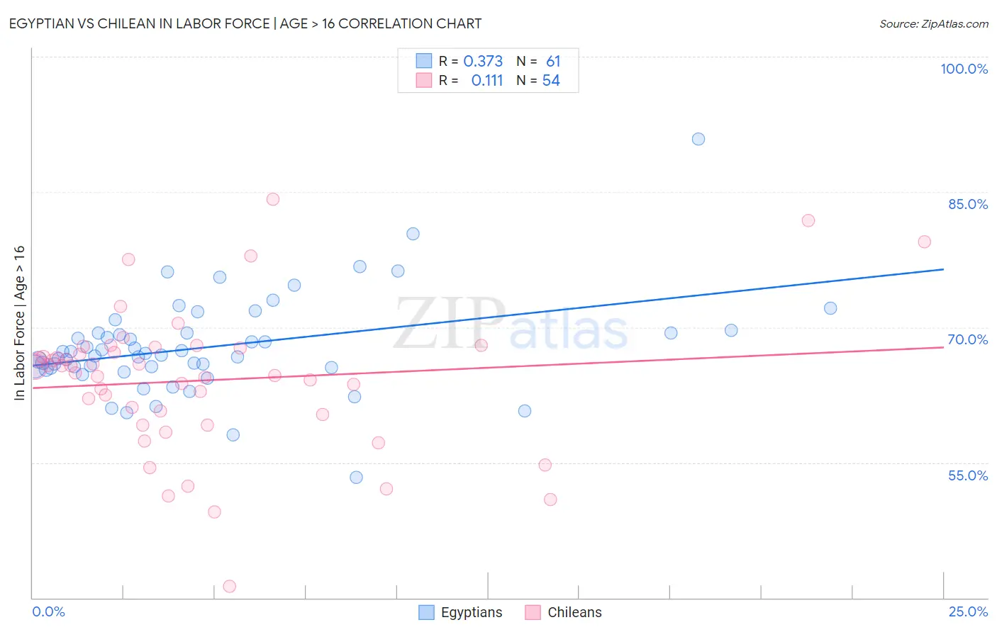 Egyptian vs Chilean In Labor Force | Age > 16