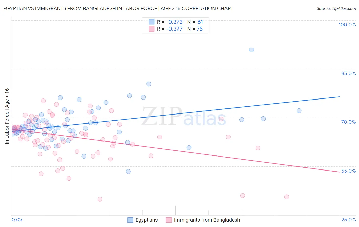 Egyptian vs Immigrants from Bangladesh In Labor Force | Age > 16