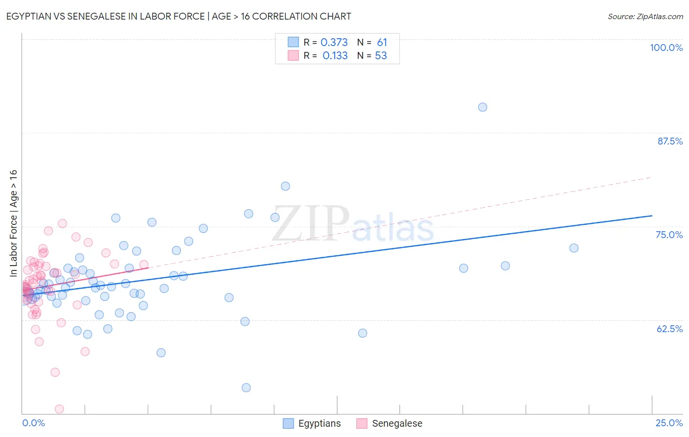 Egyptian vs Senegalese In Labor Force | Age > 16