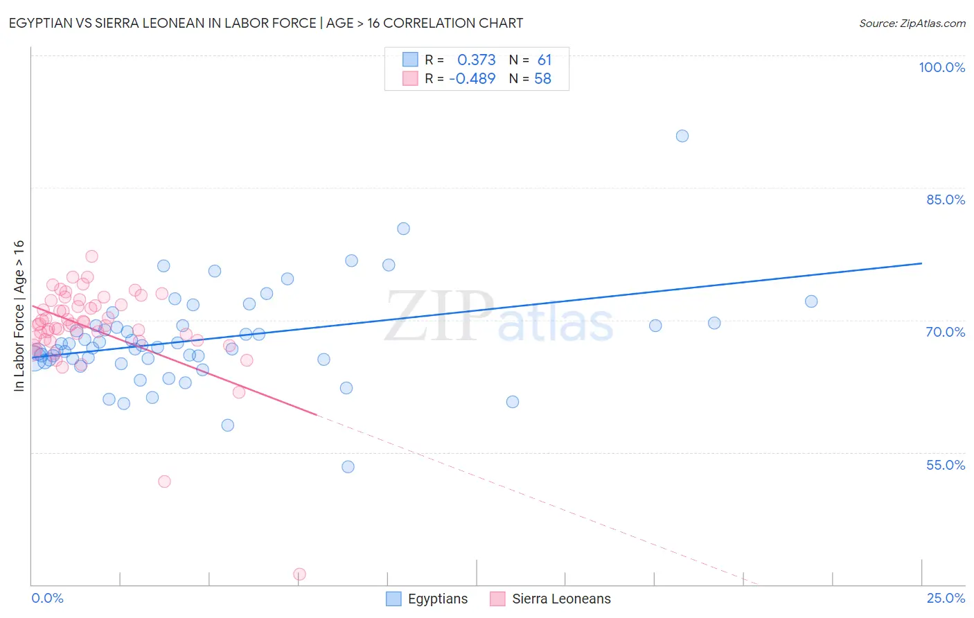 Egyptian vs Sierra Leonean In Labor Force | Age > 16