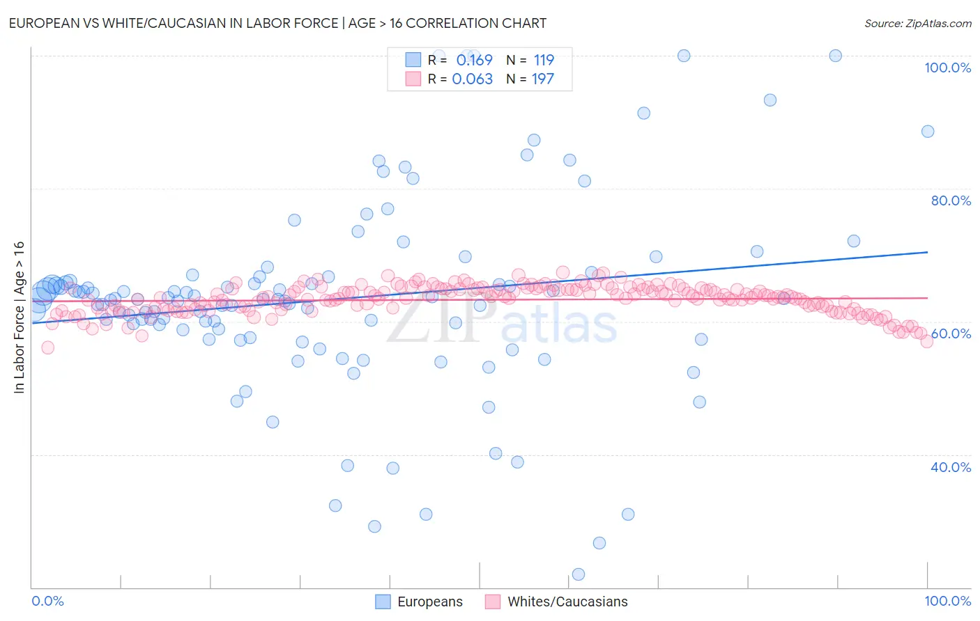 European vs White/Caucasian In Labor Force | Age > 16