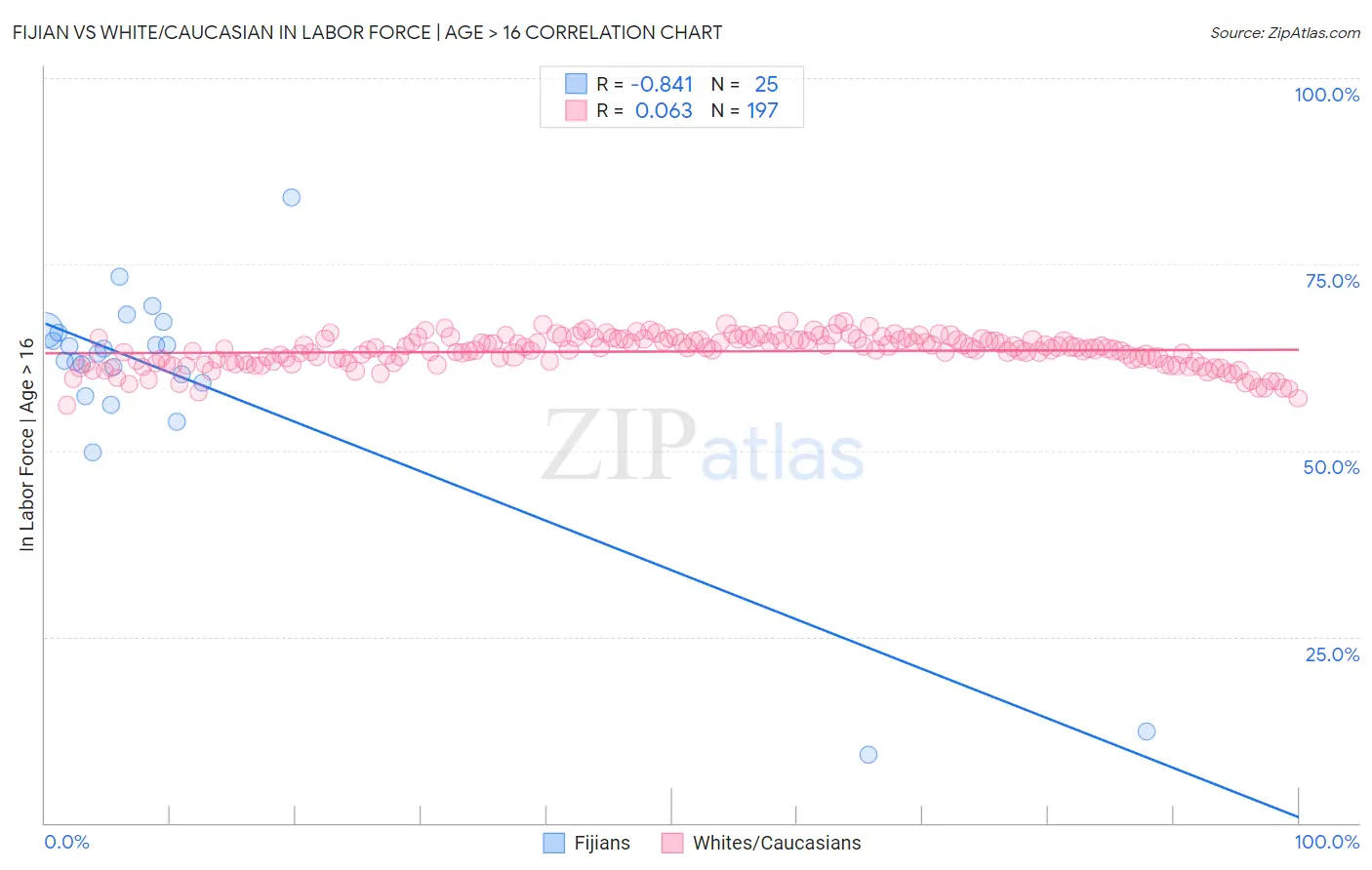 Fijian vs White/Caucasian In Labor Force | Age > 16