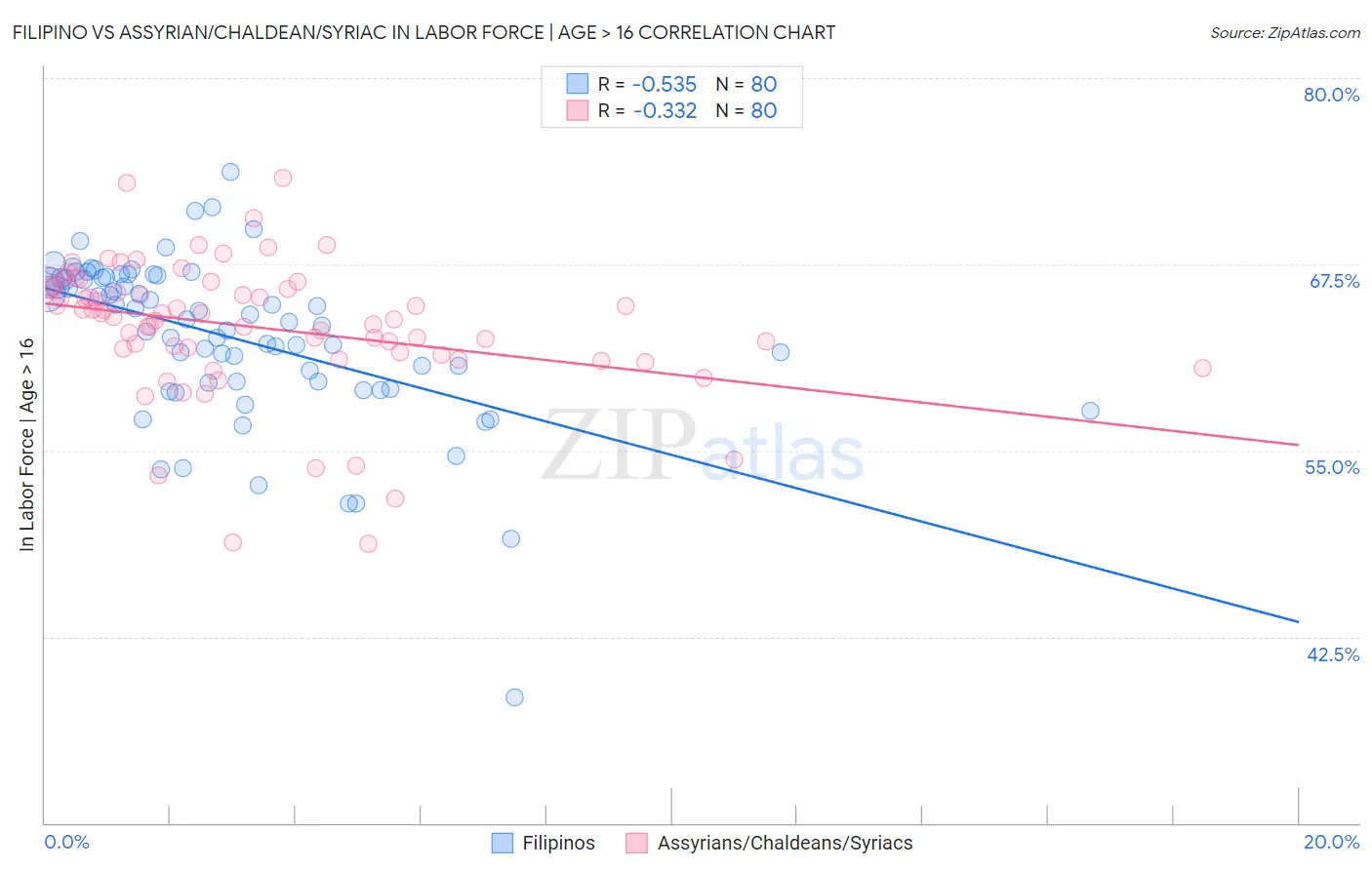 Filipino vs Assyrian/Chaldean/Syriac In Labor Force | Age > 16