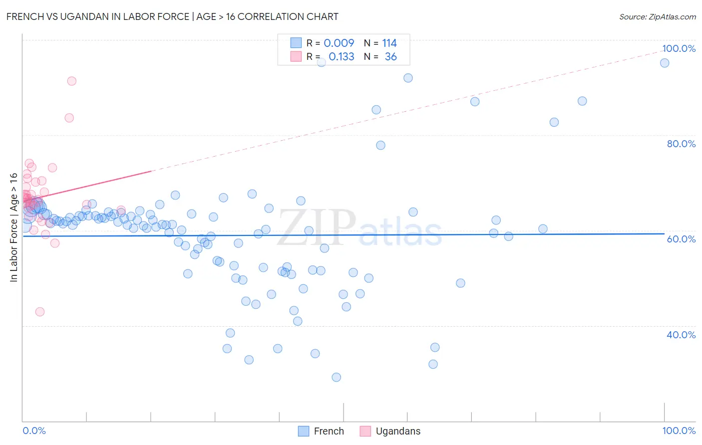 French vs Ugandan In Labor Force | Age > 16