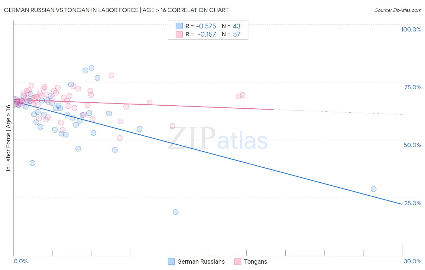 German Russian vs Tongan In Labor Force | Age > 16