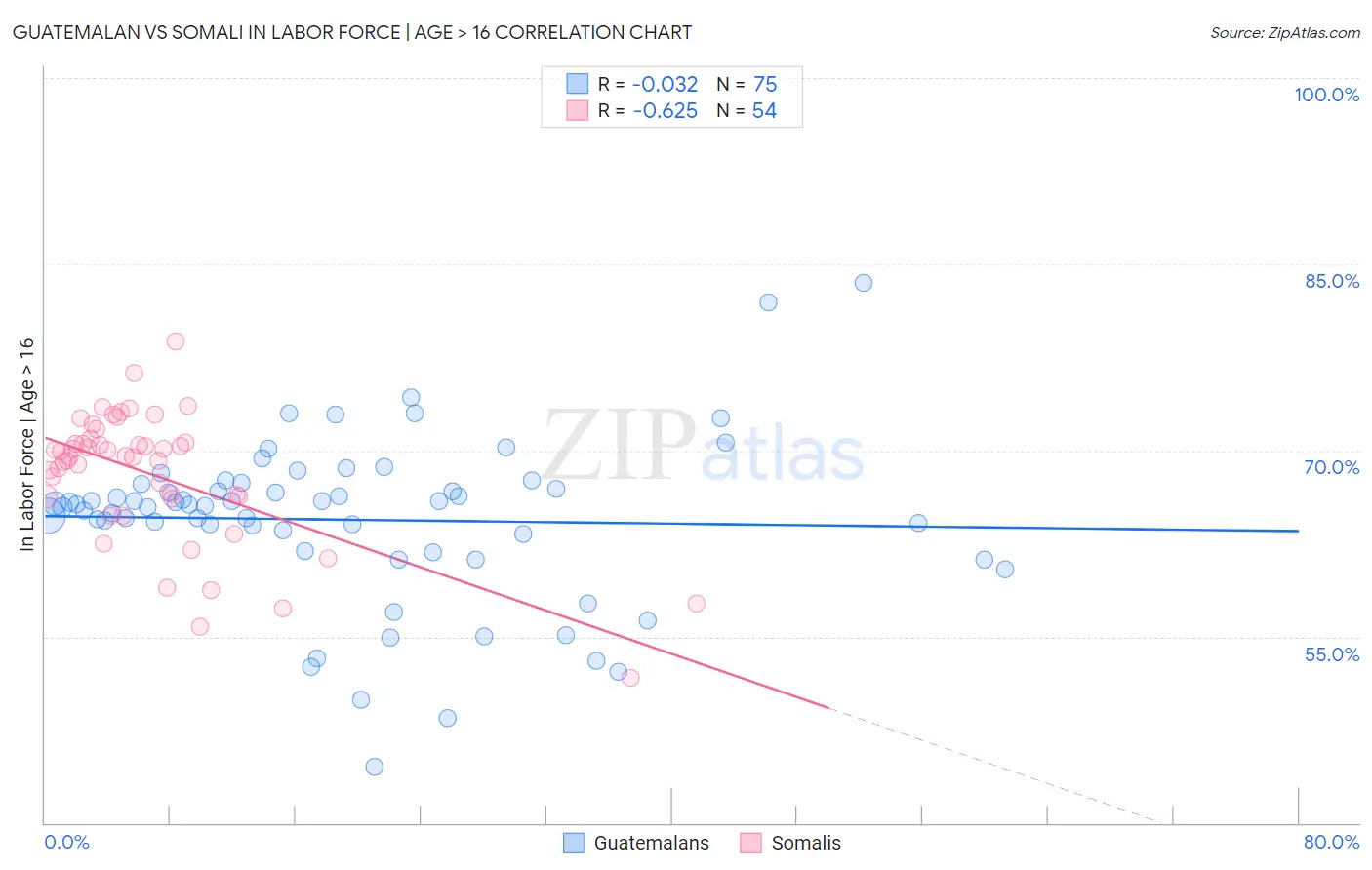 Guatemalan vs Somali In Labor Force | Age > 16