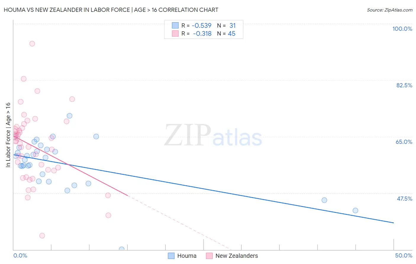 Houma vs New Zealander In Labor Force | Age > 16