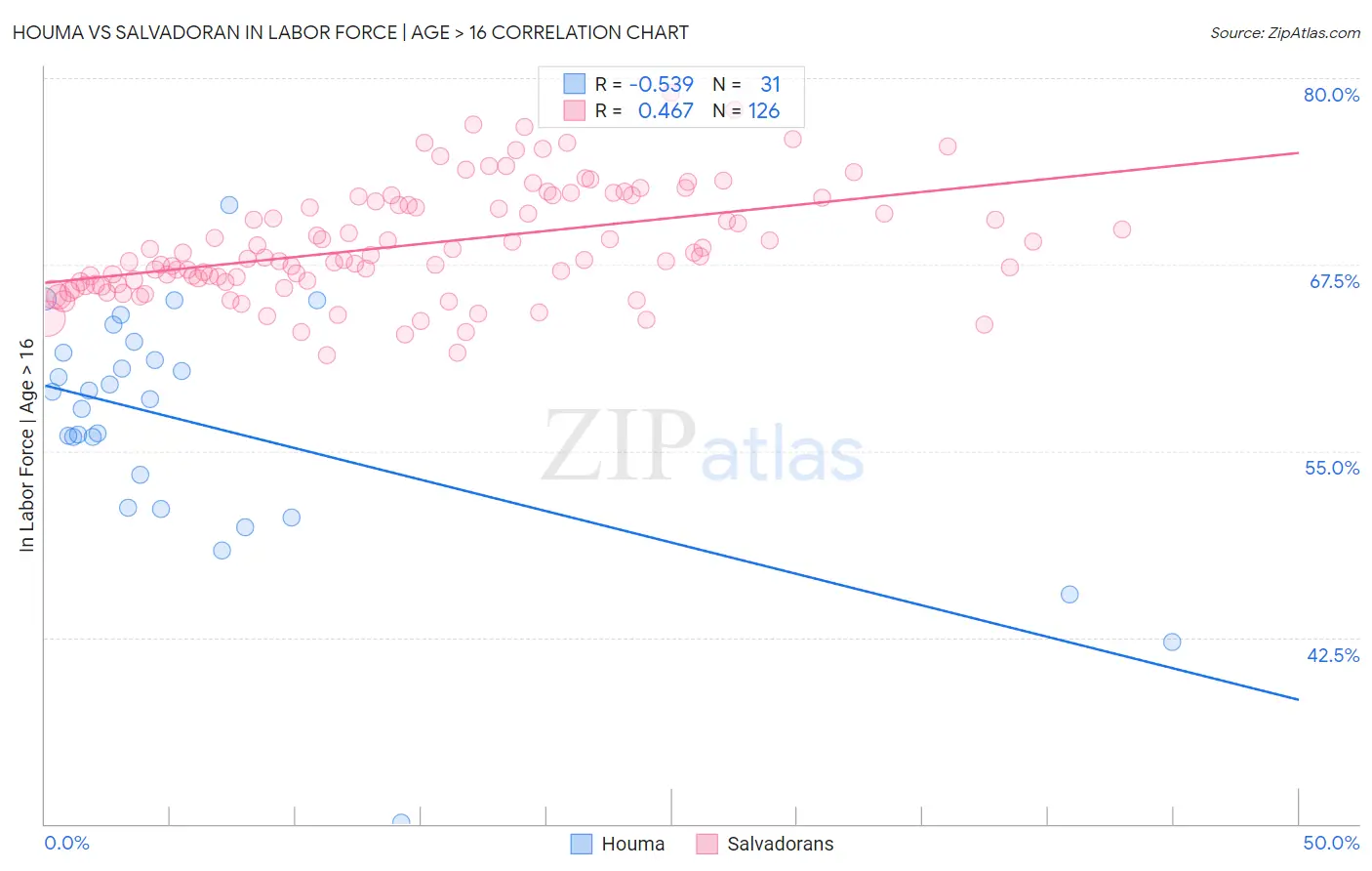 Houma vs Salvadoran In Labor Force | Age > 16