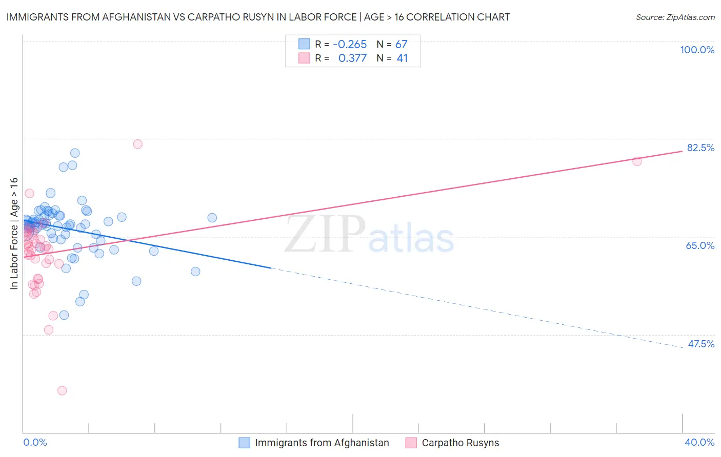 Immigrants from Afghanistan vs Carpatho Rusyn In Labor Force | Age > 16