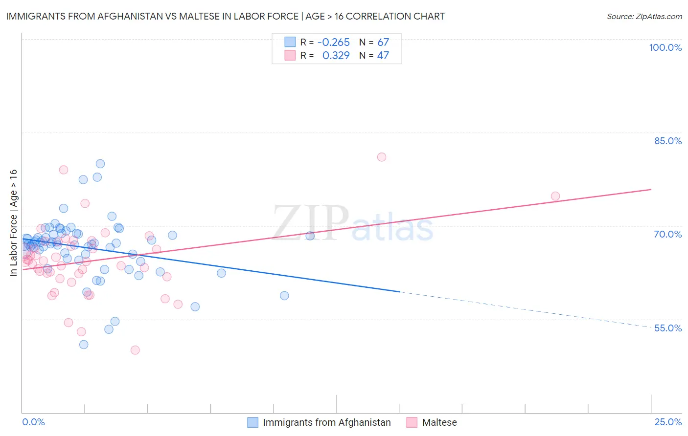 Immigrants from Afghanistan vs Maltese In Labor Force | Age > 16