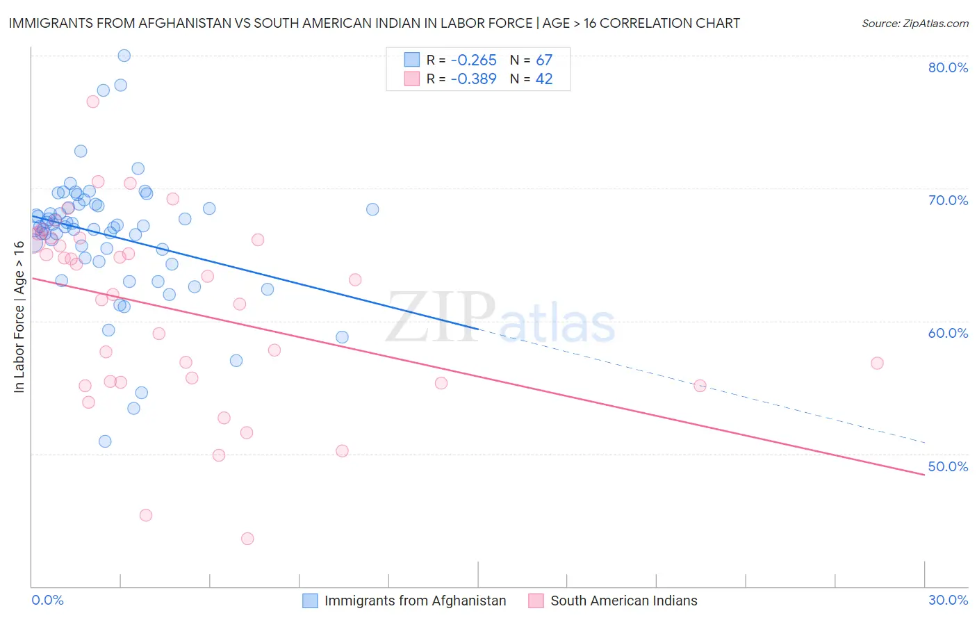 Immigrants from Afghanistan vs South American Indian In Labor Force | Age > 16