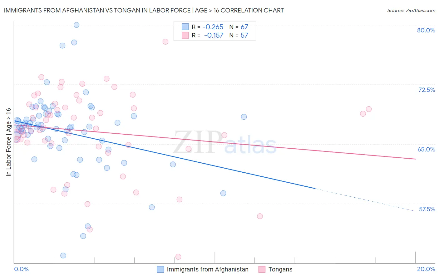 Immigrants from Afghanistan vs Tongan In Labor Force | Age > 16