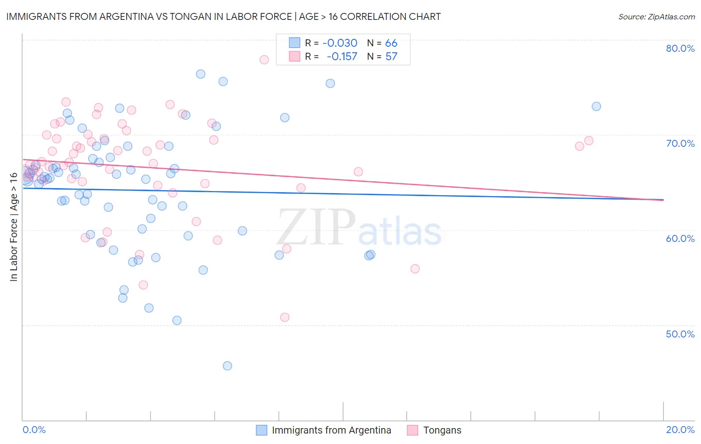 Immigrants from Argentina vs Tongan In Labor Force | Age > 16