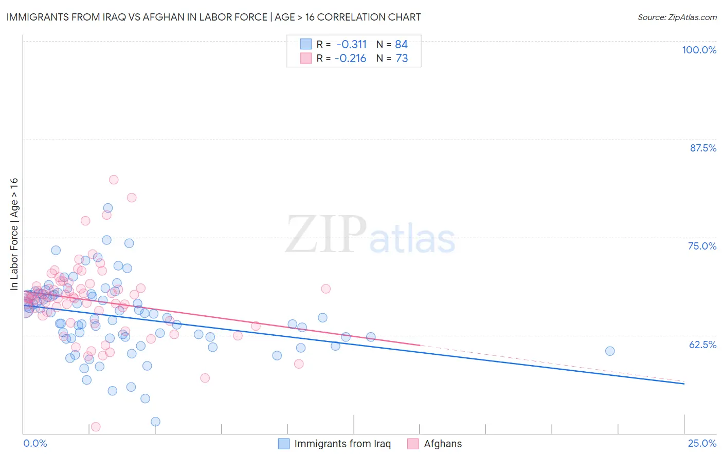 Immigrants from Iraq vs Afghan In Labor Force | Age > 16