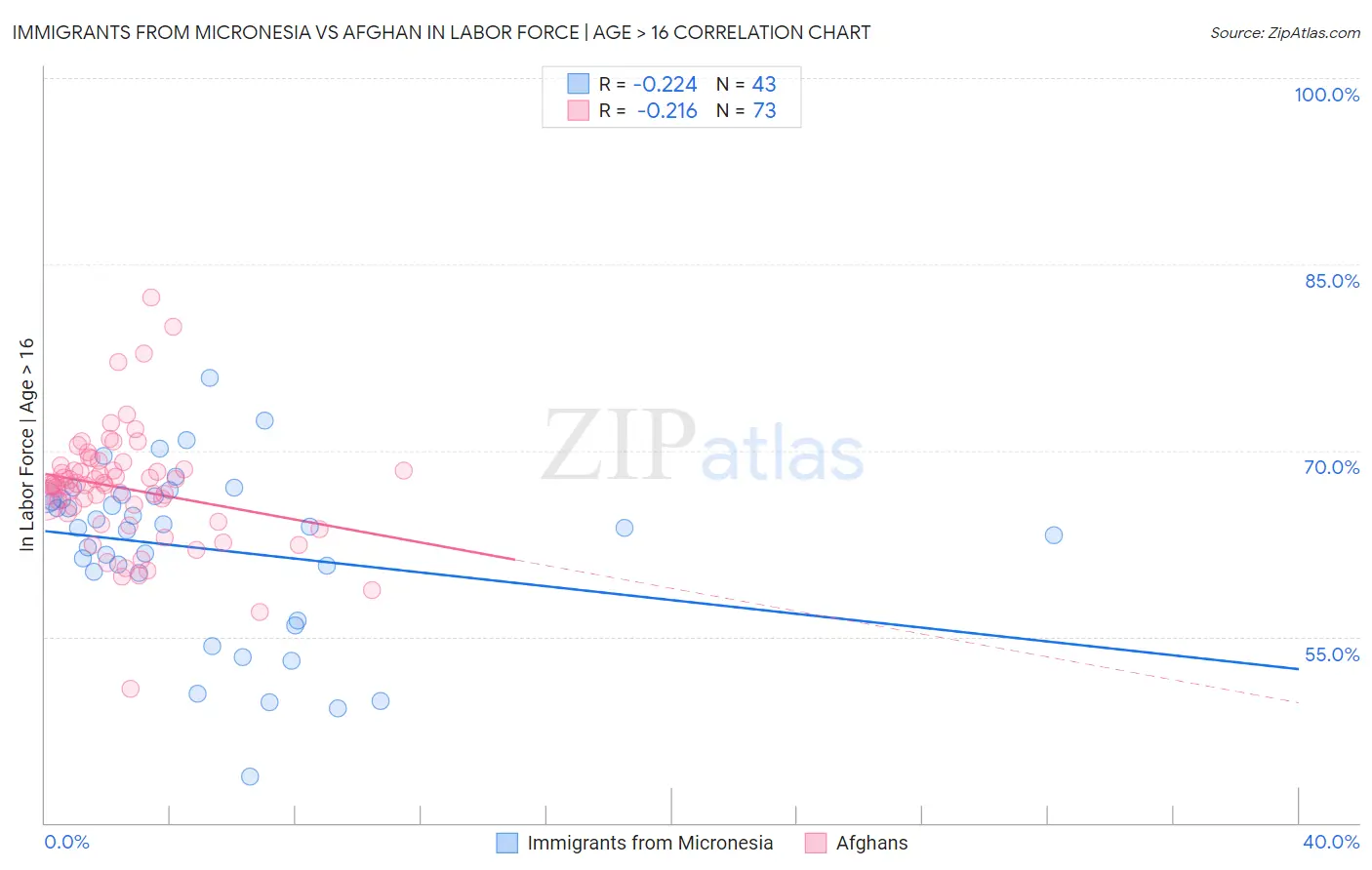 Immigrants from Micronesia vs Afghan In Labor Force | Age > 16