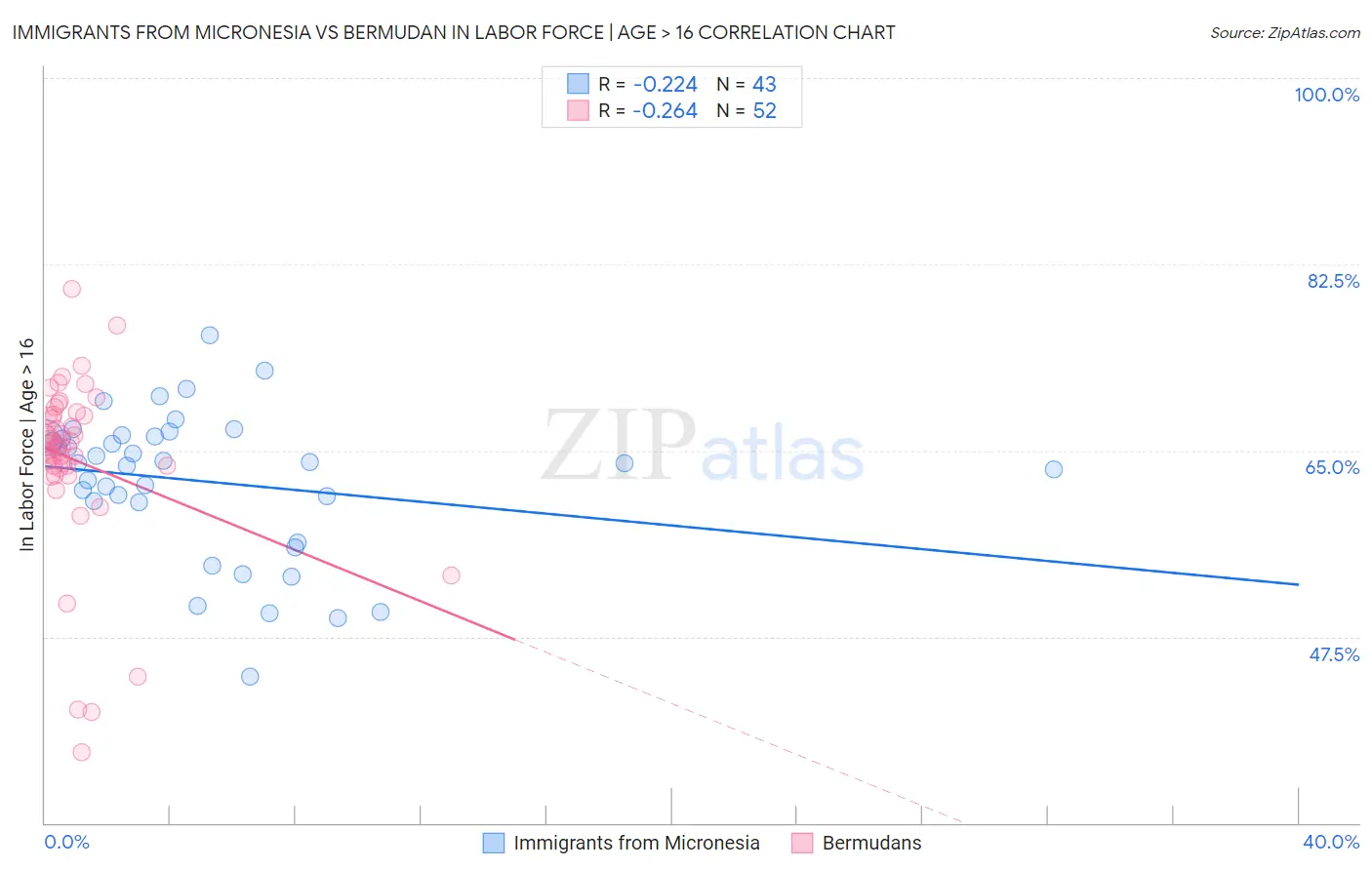 Immigrants from Micronesia vs Bermudan In Labor Force | Age > 16