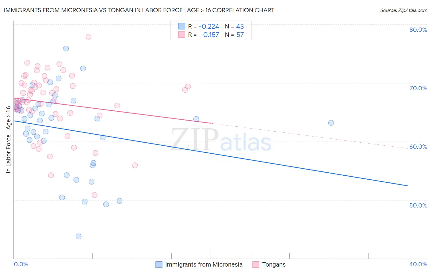 Immigrants from Micronesia vs Tongan In Labor Force | Age > 16