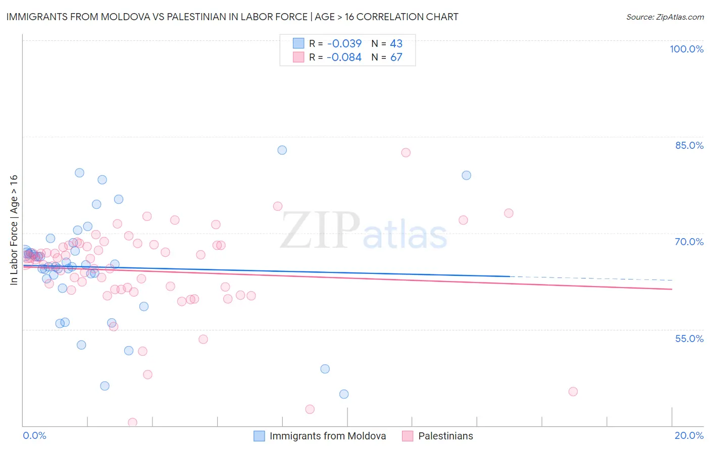 Immigrants from Moldova vs Palestinian In Labor Force | Age > 16