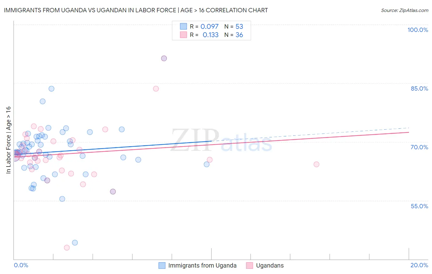 Immigrants from Uganda vs Ugandan In Labor Force | Age > 16