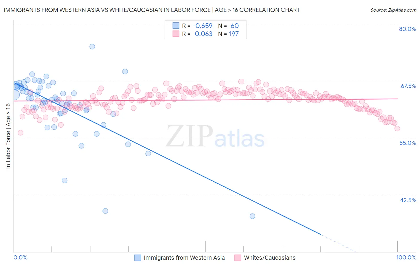 Immigrants from Western Asia vs White/Caucasian In Labor Force | Age > 16