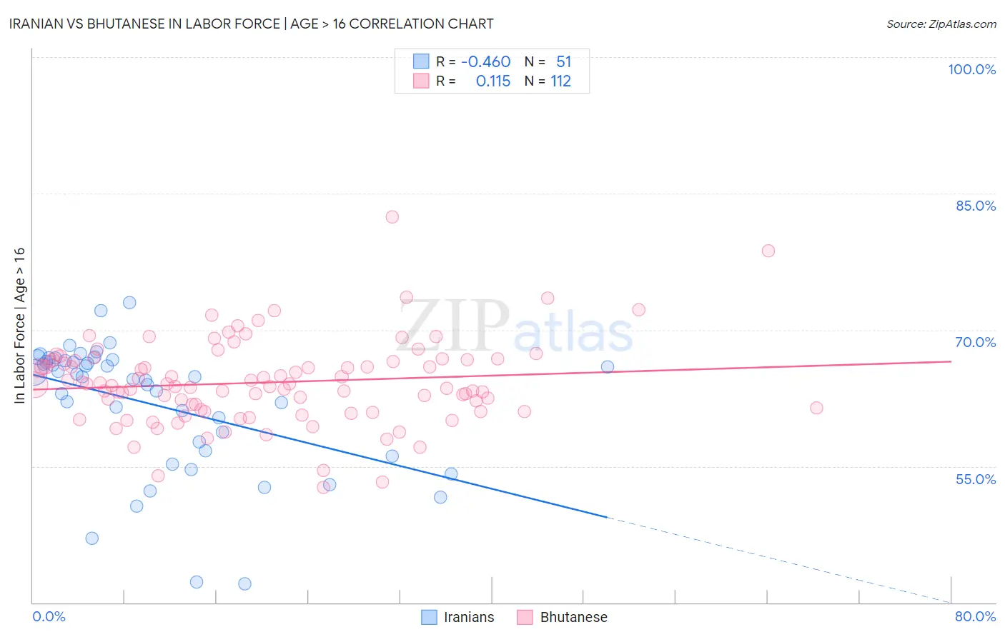 Iranian vs Bhutanese In Labor Force | Age > 16