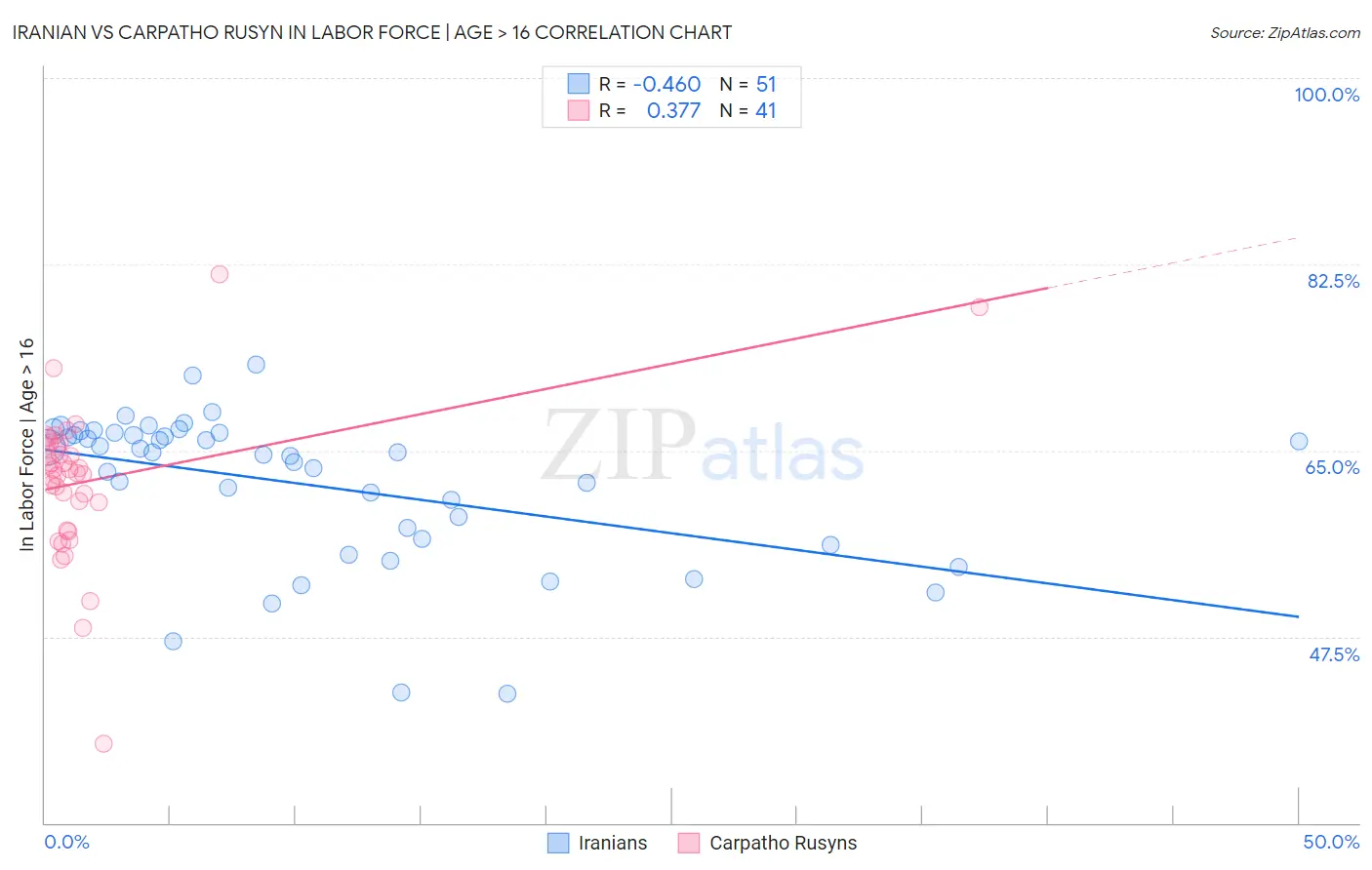 Iranian vs Carpatho Rusyn In Labor Force | Age > 16