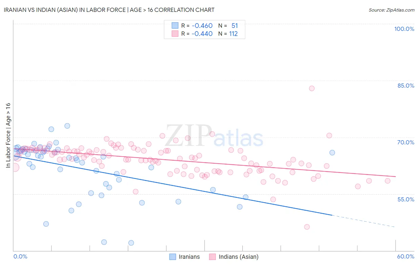 Iranian vs Indian (Asian) In Labor Force | Age > 16