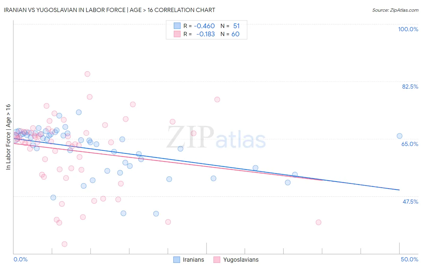 Iranian vs Yugoslavian In Labor Force | Age > 16