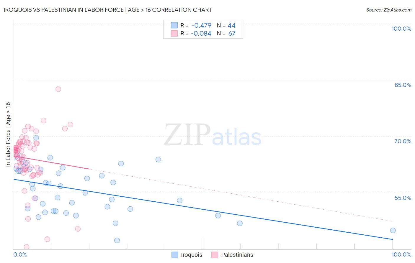 Iroquois vs Palestinian In Labor Force | Age > 16