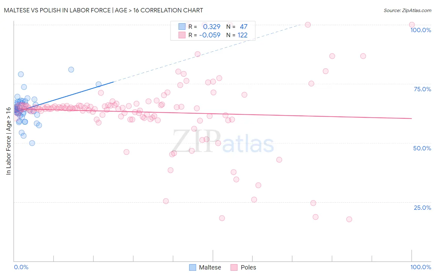 Maltese vs Polish In Labor Force | Age > 16
