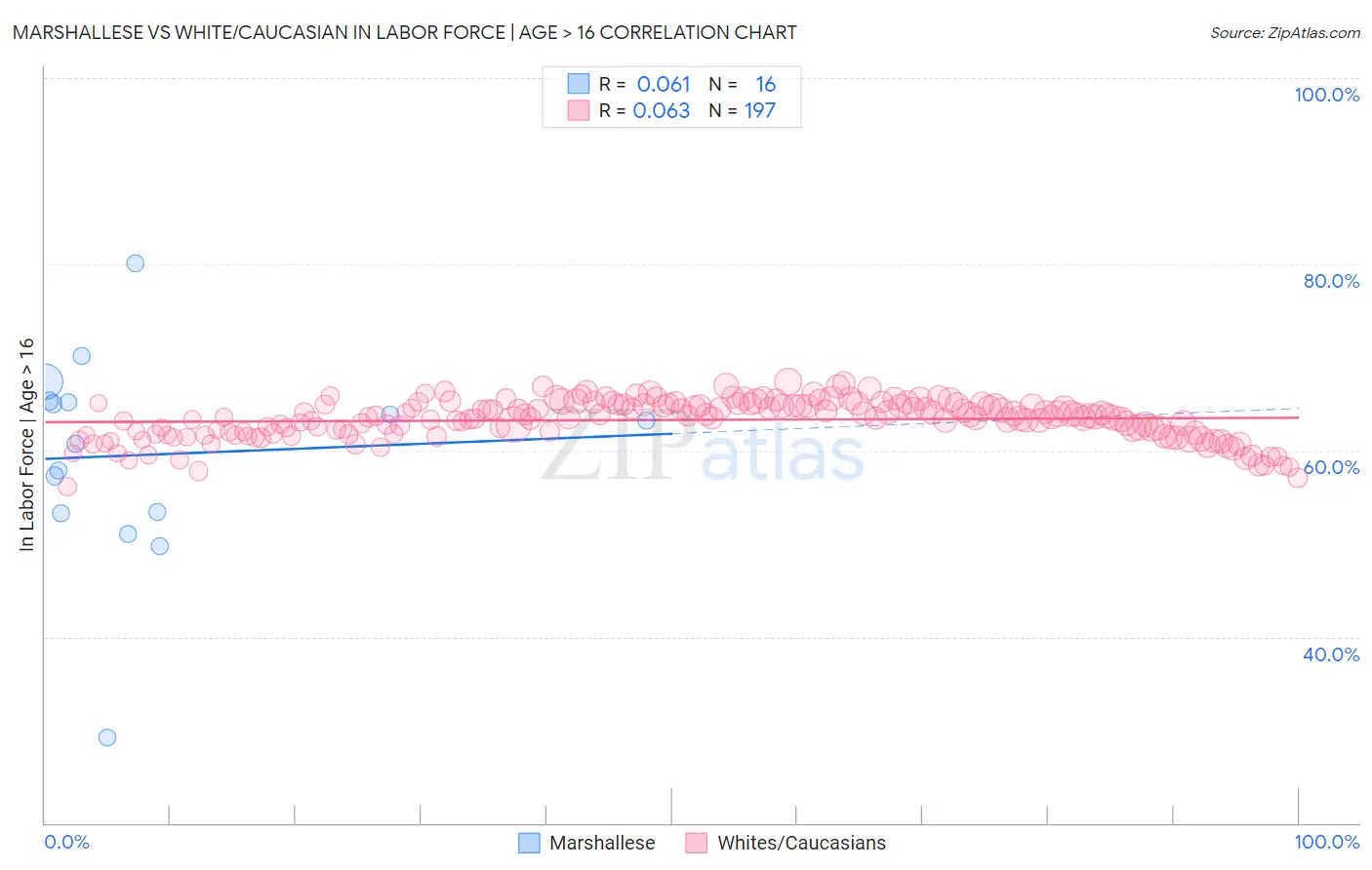Marshallese vs White/Caucasian In Labor Force | Age > 16