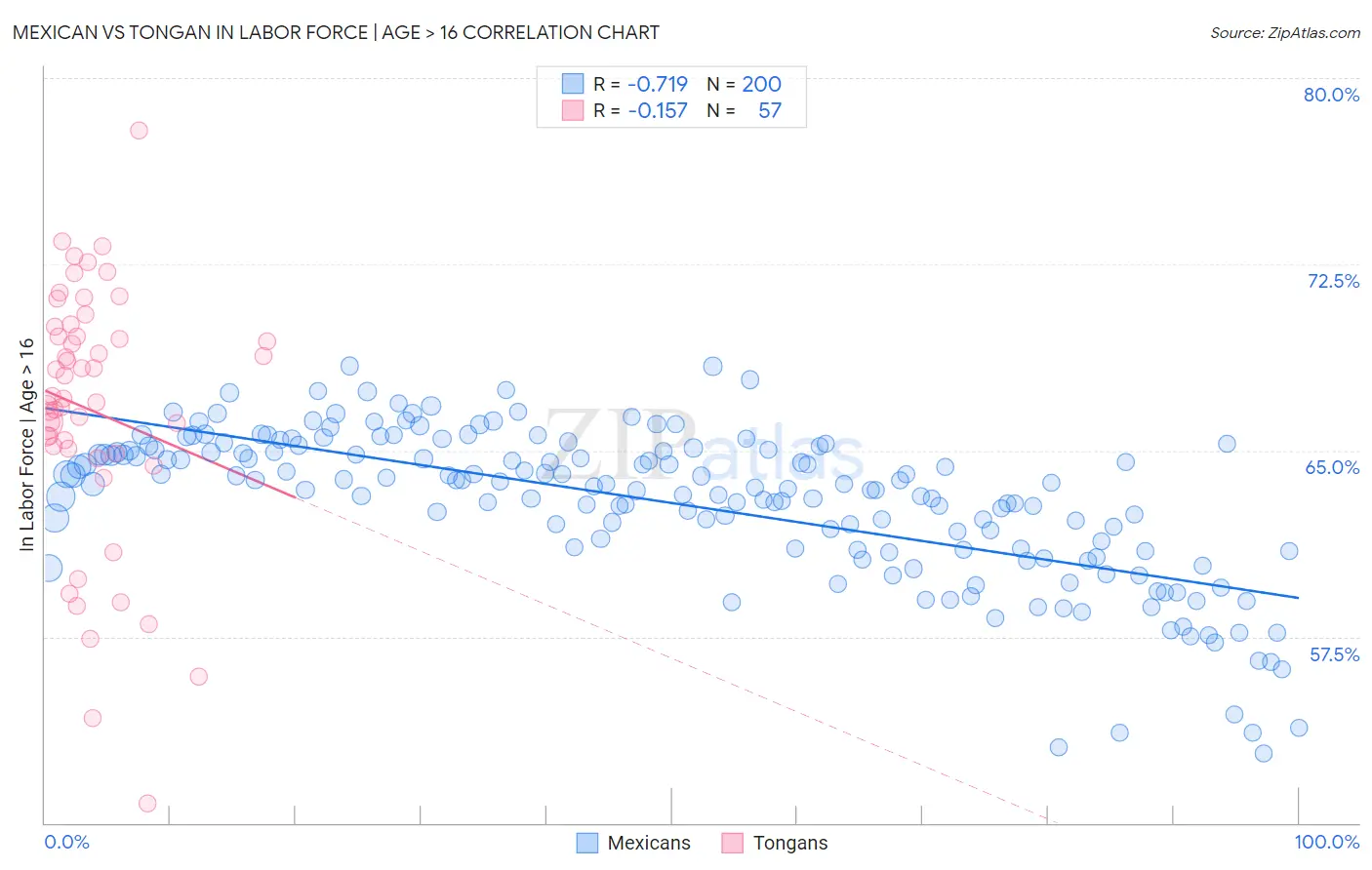 Mexican vs Tongan In Labor Force | Age > 16