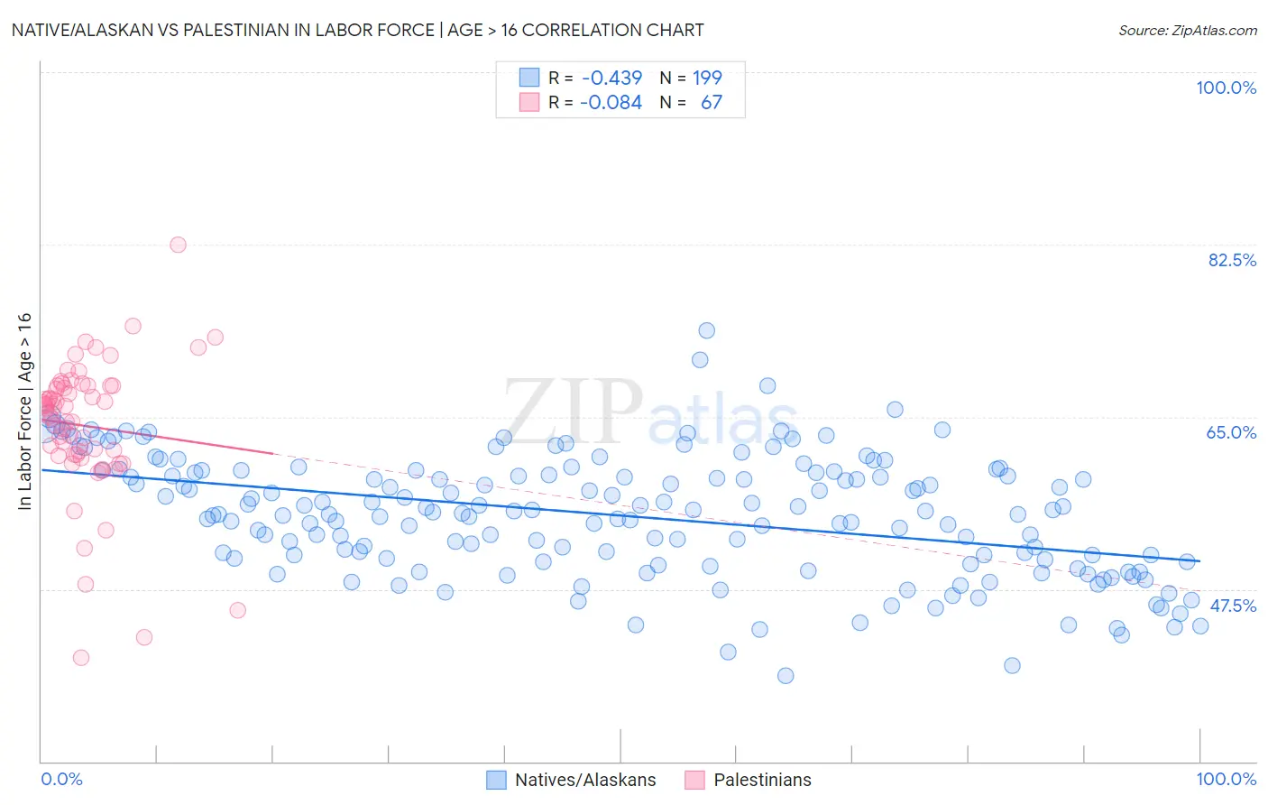 Native/Alaskan vs Palestinian In Labor Force | Age > 16