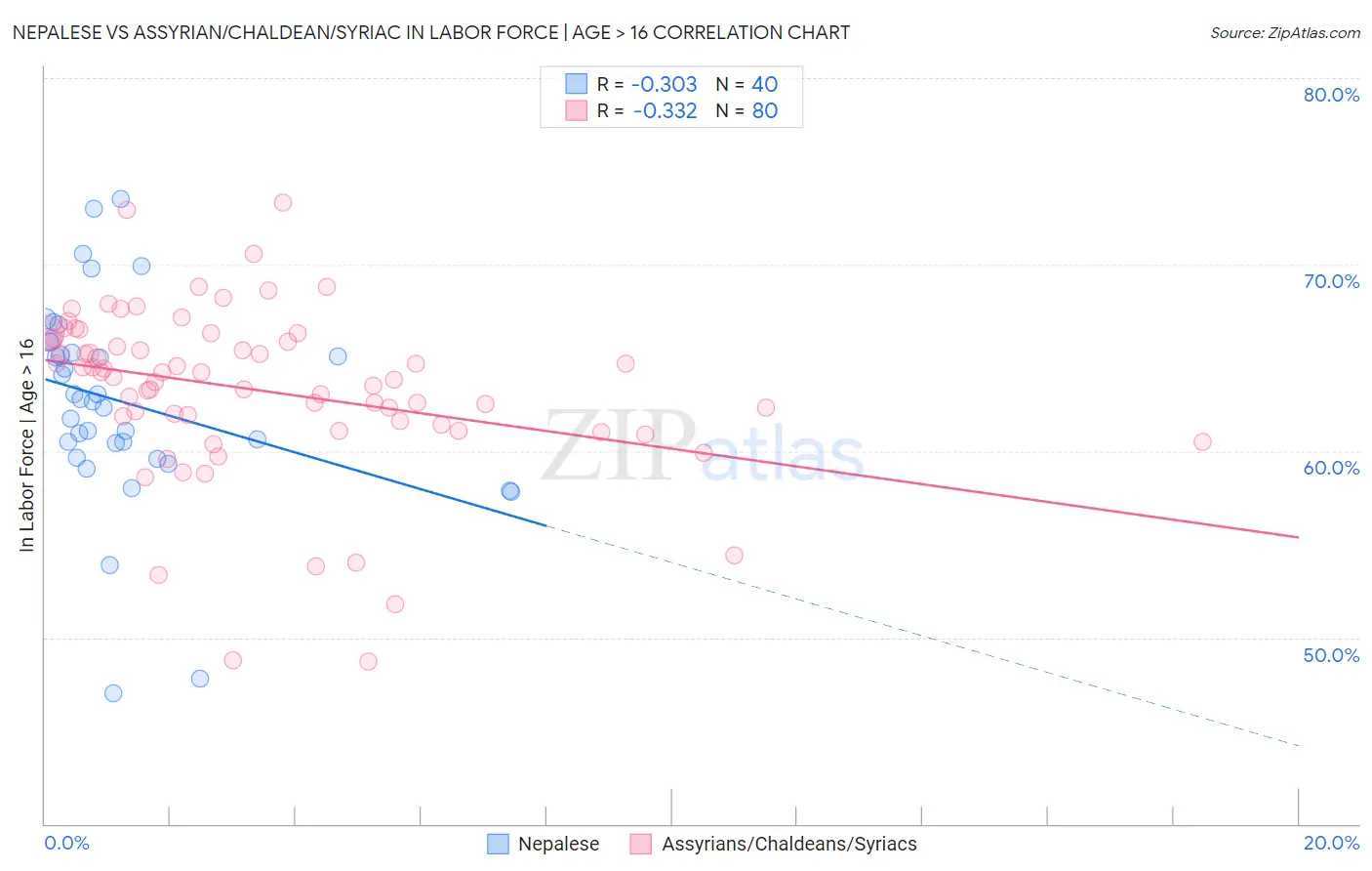 Nepalese vs Assyrian/Chaldean/Syriac In Labor Force | Age > 16