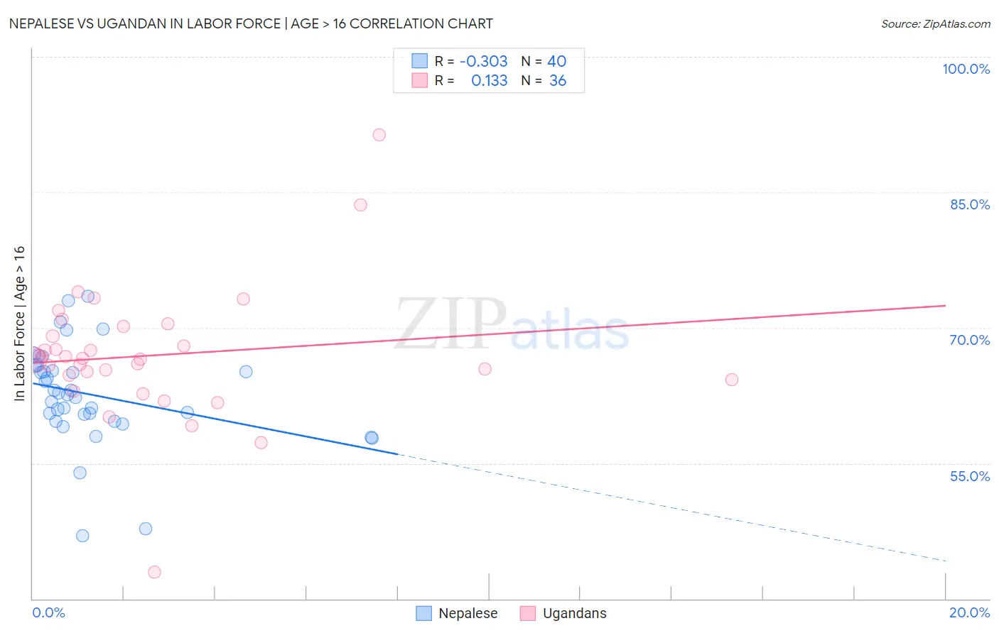 Nepalese vs Ugandan In Labor Force | Age > 16