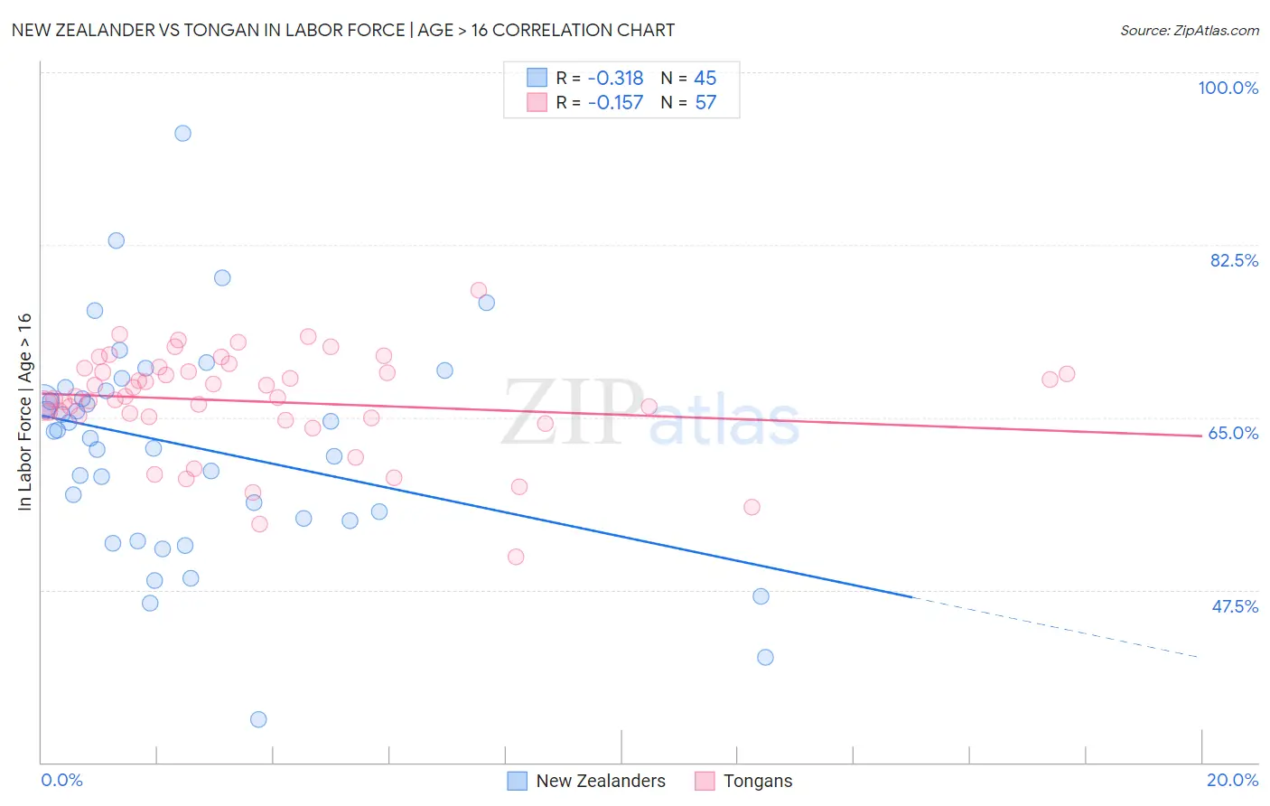 New Zealander vs Tongan In Labor Force | Age > 16