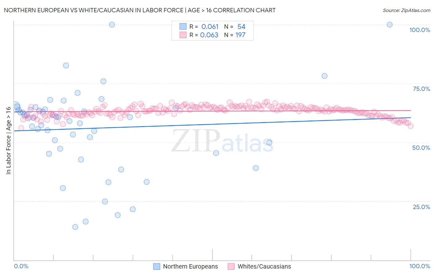 Northern European vs White/Caucasian In Labor Force | Age > 16