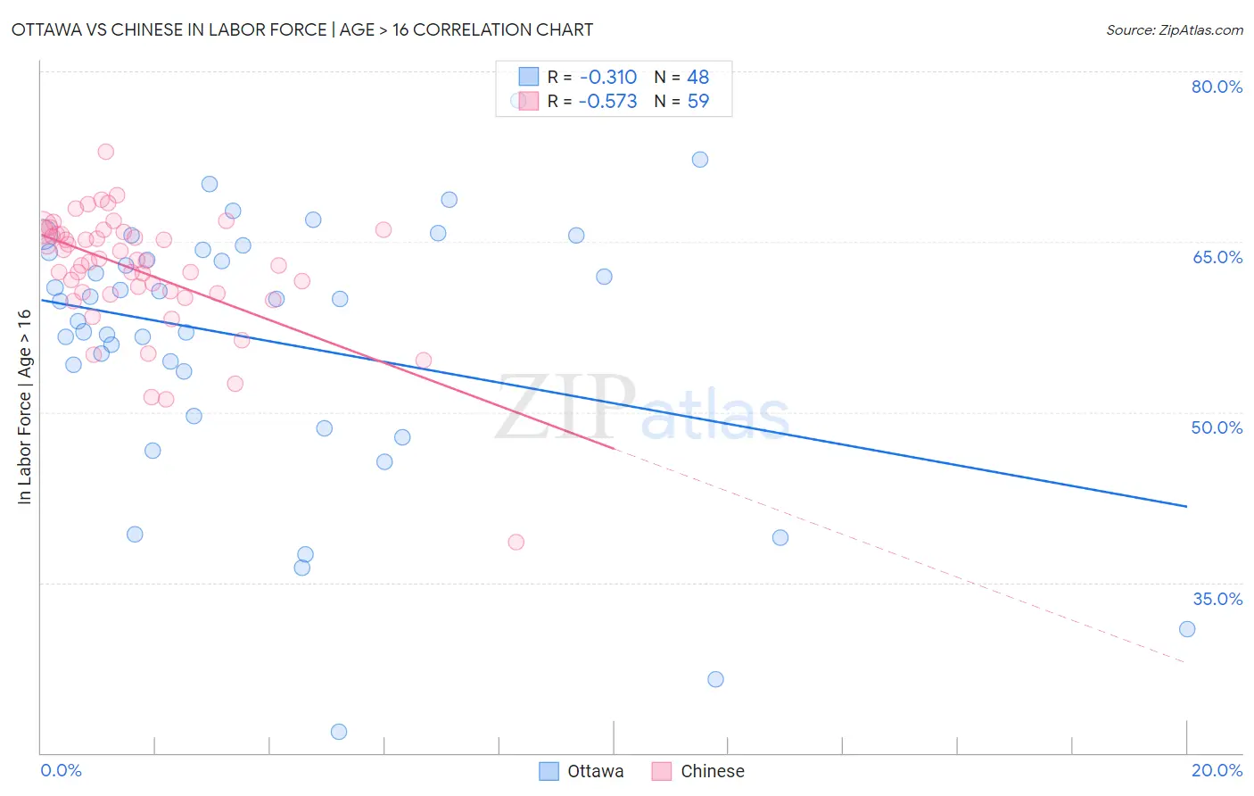 Ottawa vs Chinese In Labor Force | Age > 16