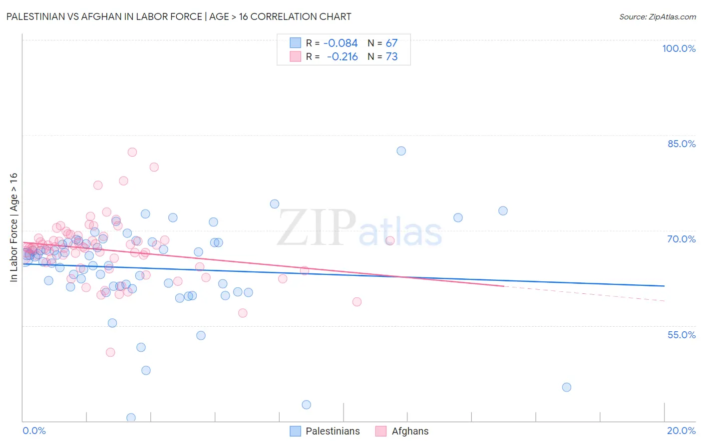 Palestinian vs Afghan In Labor Force | Age > 16