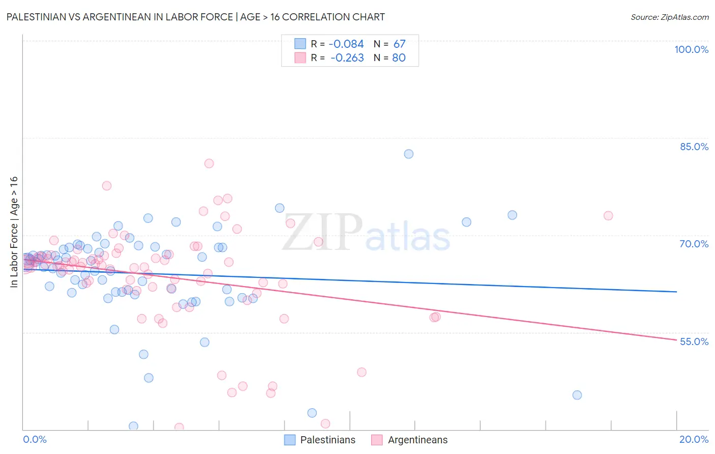 Palestinian vs Argentinean In Labor Force | Age > 16