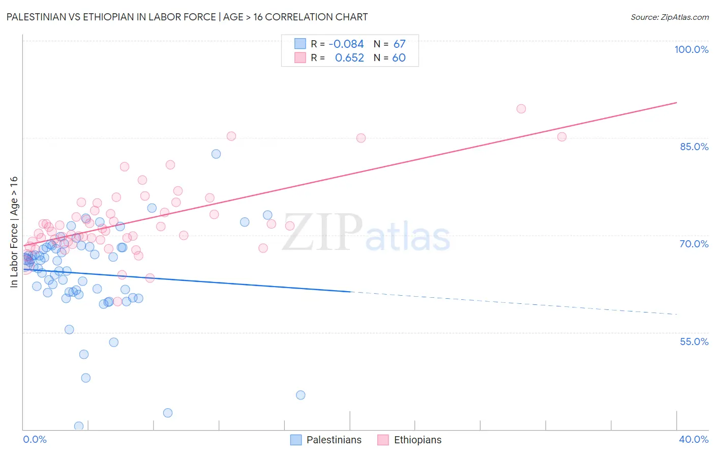 Palestinian vs Ethiopian In Labor Force | Age > 16