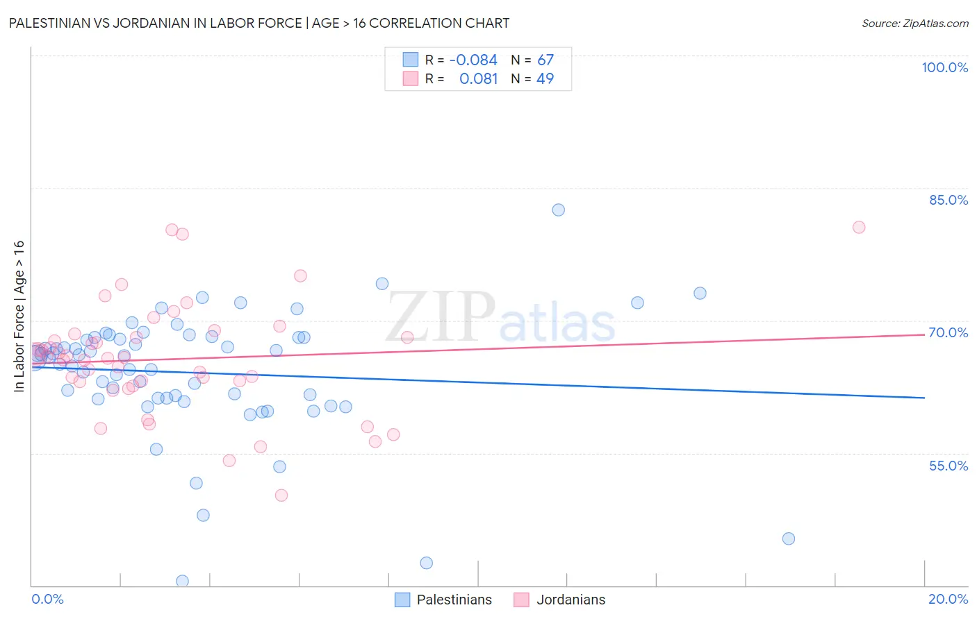 Palestinian vs Jordanian In Labor Force | Age > 16