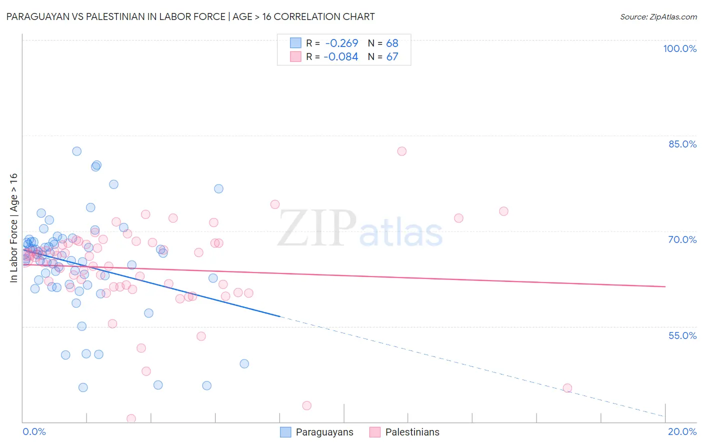 Paraguayan vs Palestinian In Labor Force | Age > 16