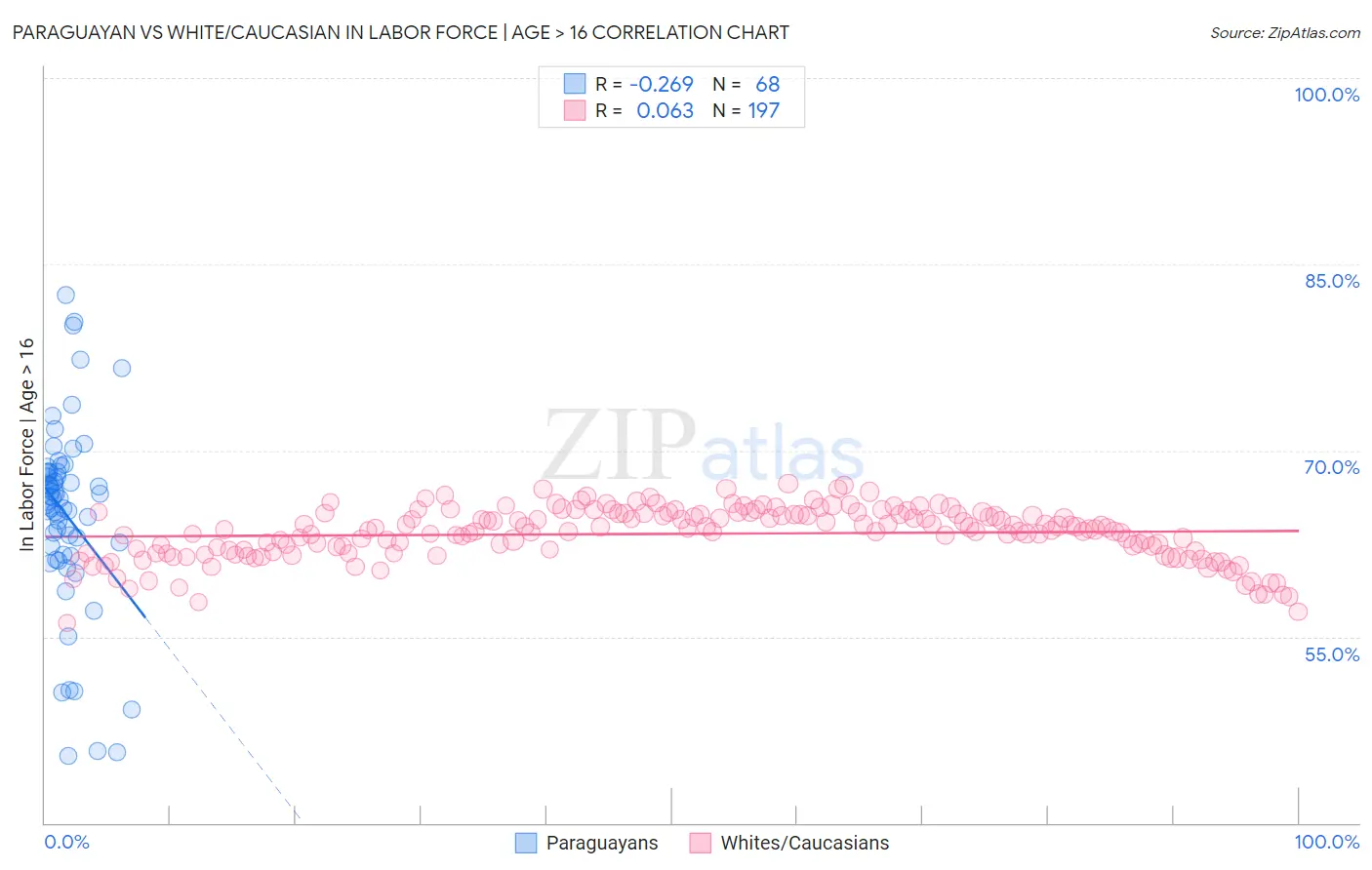 Paraguayan vs White/Caucasian In Labor Force | Age > 16