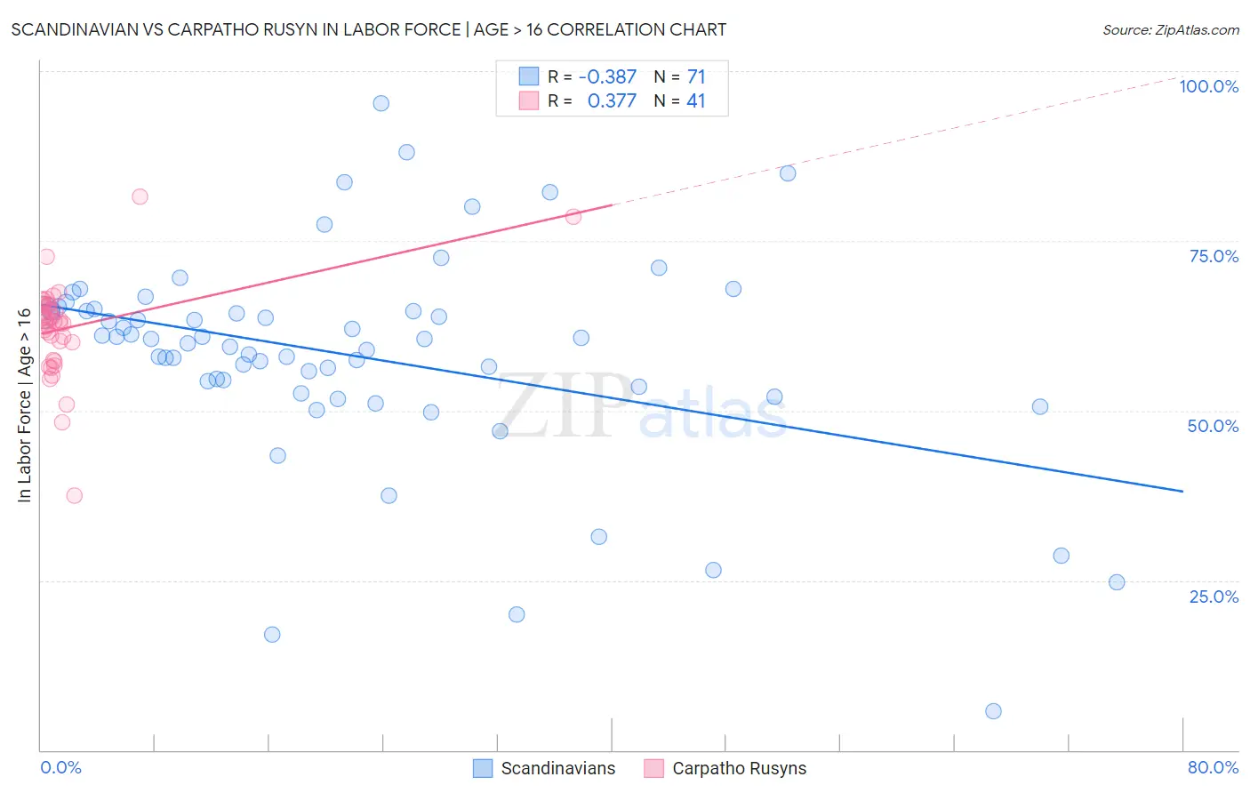 Scandinavian vs Carpatho Rusyn In Labor Force | Age > 16